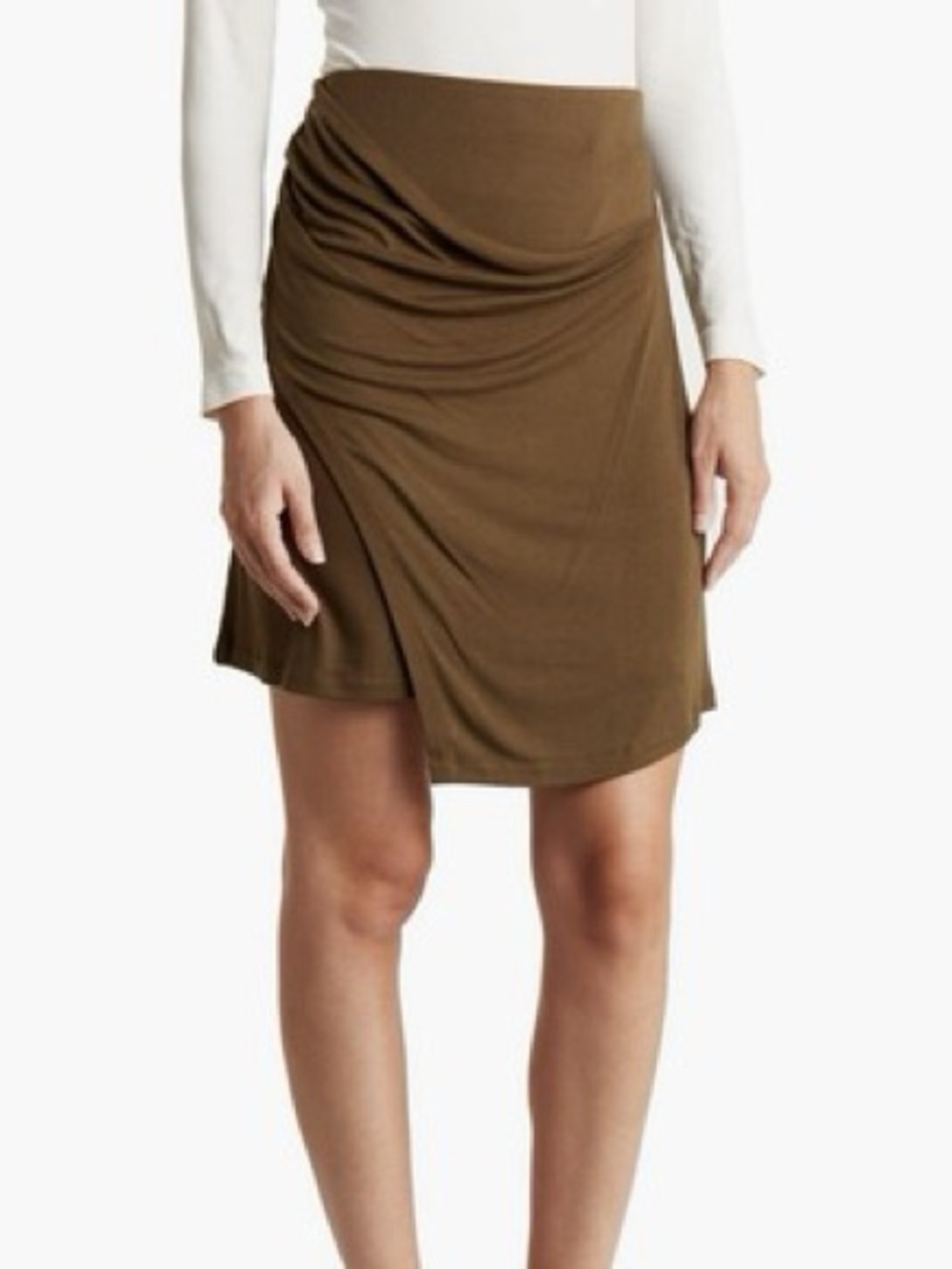 Vince Olive Brown Draped Mini Skirt